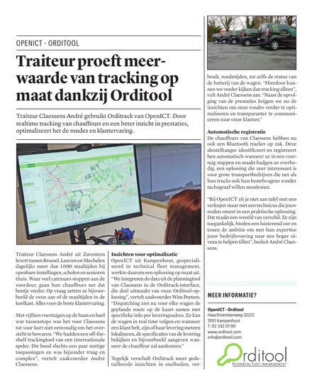 Klantverhaal Traiteur Claessens – publicatie over track & trace en geoptimaliseerde rondes
