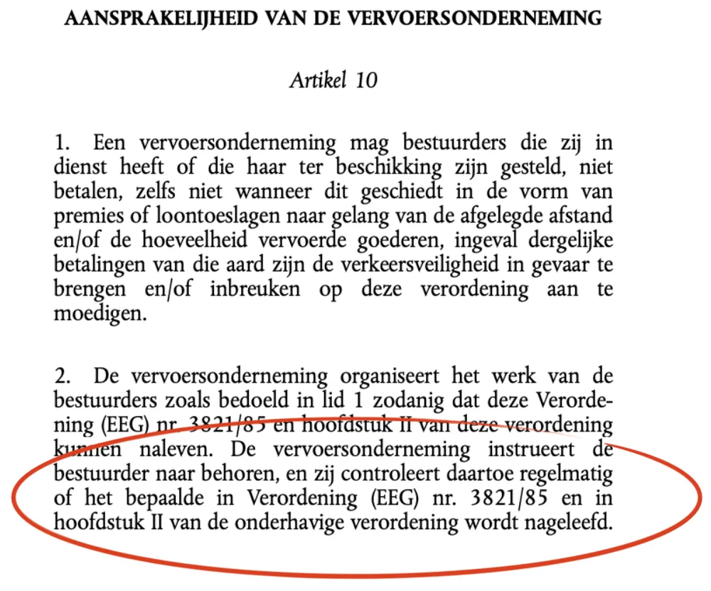 Overzicht van overtredingen op rij- en rusttijden