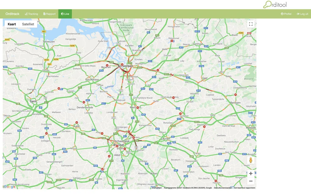 Realtime verkeerssituatie